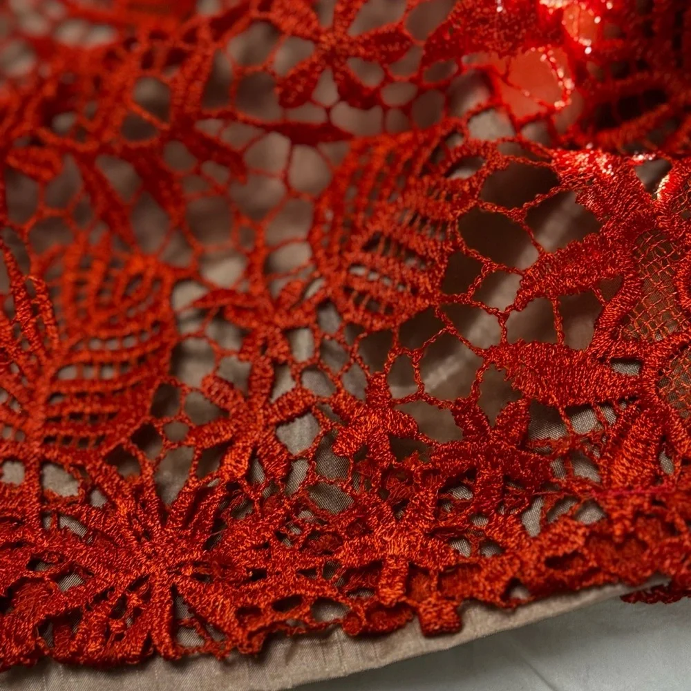 Oleg Cassini Orange Floral Lace Dress - Picture 4 of 5